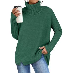 imageANRABESS Womens Oversized Sweater Turtleneck Long Sleeve Casual Knit Tunic Pullover Sweaters Tops 2025 Fall Winter OutfitsForest Green