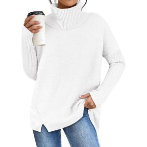 imageANRABESS Womens Oversized Sweater Turtleneck Long Sleeve Casual Knit Tunic Pullover Sweaters Tops 2025 Fall Winter OutfitsWhite