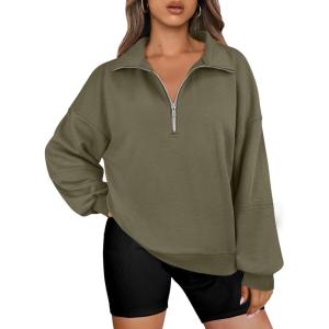 imageANRABESS Womens Oversized Sweatshirts Quarter Zip Long Sleeve Comfy Casual Boxy Pullover Tops 2025 Fall Trendy Y2K OutfitsArmy Green