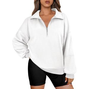 imageANRABESS Womens Oversized Sweatshirts Quarter Zip Long Sleeve Comfy Casual Boxy Pullover Tops 2025 Fall Trendy Y2K OutfitsWhite