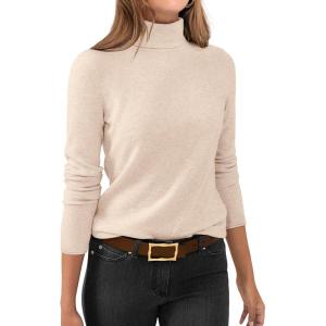 imageANRABESS Womens Turtleneck Long Sleeve Sweater Tops Casual Soft Knit Fit Lightweight Basic Pullover 2025 Fall Work OutfitsParchment