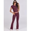 imageANRABESS Lounge Sets for Women 2 Piece Foldover Yoga Flare Leggings Pants Crop Tops Casual Y2K Outfits Matching Tracksuit SetBurgundy