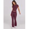 imageANRABESS Lounge Sets for Women 2 Piece Foldover Yoga Flare Leggings Pants Crop Tops Casual Y2K Outfits Matching Tracksuit SetBurgundy