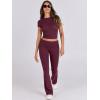 imageANRABESS Lounge Sets for Women 2 Piece Foldover Yoga Flare Leggings Pants Crop Tops Casual Y2K Outfits Matching Tracksuit SetBurgundy