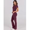 imageANRABESS Lounge Sets for Women 2 Piece Foldover Yoga Flare Leggings Pants Crop Tops Casual Y2K Outfits Matching Tracksuit SetBurgundy