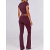 imageANRABESS Lounge Sets for Women 2 Piece Foldover Yoga Flare Leggings Pants Crop Tops Casual Y2K Outfits Matching Tracksuit SetBurgundy