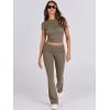 imageANRABESS Lounge Sets for Women 2 Piece Foldover Yoga Flare Leggings Pants Crop Tops Casual Y2K Outfits Matching Tracksuit SetCoffee Grey