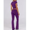 imageANRABESS Lounge Sets for Women 2 Piece Foldover Yoga Flare Leggings Pants Crop Tops Casual Y2K Outfits Matching Tracksuit SetDeep Purple