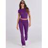 imageANRABESS Lounge Sets for Women 2 Piece Foldover Yoga Flare Leggings Pants Crop Tops Casual Y2K Outfits Matching Tracksuit SetDeep Purple