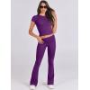 imageANRABESS Lounge Sets for Women 2 Piece Foldover Yoga Flare Leggings Pants Crop Tops Casual Y2K Outfits Matching Tracksuit SetDeep Purple