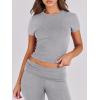 imageANRABESS Lounge Sets for Women 2 Piece Foldover Yoga Flare Leggings Pants Crop Tops Casual Y2K Outfits Matching Tracksuit SetGrey
