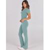 imageANRABESS Lounge Sets for Women 2 Piece Foldover Yoga Flare Leggings Pants Crop Tops Casual Y2K Outfits Matching Tracksuit SetLake Green