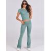 imageANRABESS Lounge Sets for Women 2 Piece Foldover Yoga Flare Leggings Pants Crop Tops Casual Y2K Outfits Matching Tracksuit SetLake Green