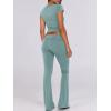 imageANRABESS Lounge Sets for Women 2 Piece Foldover Yoga Flare Leggings Pants Crop Tops Casual Y2K Outfits Matching Tracksuit SetLake Green
