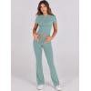 imageANRABESS Lounge Sets for Women 2 Piece Foldover Yoga Flare Leggings Pants Crop Tops Casual Y2K Outfits Matching Tracksuit SetLake Green