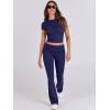 imageANRABESS Lounge Sets for Women 2 Piece Foldover Yoga Flare Leggings Pants Crop Tops Casual Y2K Outfits Matching Tracksuit SetNavy Blue