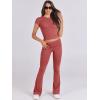 imageANRABESS Lounge Sets for Women 2 Piece Foldover Yoga Flare Leggings Pants Crop Tops Casual Y2K Outfits Matching Tracksuit SetPeach