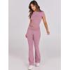 imageANRABESS Lounge Sets for Women 2 Piece Foldover Yoga Flare Leggings Pants Crop Tops Casual Y2K Outfits Matching Tracksuit SetPink