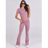 imageANRABESS Lounge Sets for Women 2 Piece Foldover Yoga Flare Leggings Pants Crop Tops Casual Y2K Outfits Matching Tracksuit SetPink