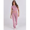 imageANRABESS Lounge Sets for Women 2 Piece Foldover Yoga Flare Leggings Pants Crop Tops Casual Y2K Outfits Matching Tracksuit SetPink