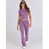 imageANRABESS Lounge Sets for Women 2 Piece Foldover Yoga Flare Leggings Pants Crop Tops Casual Y2K Outfits Matching Tracksuit SetPurple