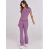 imageANRABESS Lounge Sets for Women 2 Piece Foldover Yoga Flare Leggings Pants Crop Tops Casual Y2K Outfits Matching Tracksuit SetPurple