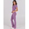 imageANRABESS Lounge Sets for Women 2 Piece Foldover Yoga Flare Leggings Pants Crop Tops Casual Y2K Outfits Matching Tracksuit SetPurple