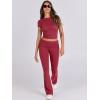 imageANRABESS Lounge Sets for Women 2 Piece Foldover Yoga Flare Leggings Pants Crop Tops Casual Y2K Outfits Matching Tracksuit SetRed