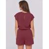 imageANRABESS Rompers for Women Summer 2025 Casual Cap Sleeve Crewneck Drawstring One Piece Jumpsuit Outfits with PocketsBurgundy