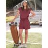 imageANRABESS Rompers for Women Summer 2025 Casual Cap Sleeve Crewneck Drawstring One Piece Jumpsuit Outfits with PocketsBurgundy