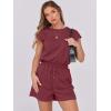 imageANRABESS Rompers for Women Summer 2025 Casual Cap Sleeve Crewneck Drawstring One Piece Jumpsuit Outfits with PocketsBurgundy