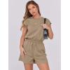 imageANRABESS Rompers for Women Summer 2025 Casual Cap Sleeve Crewneck Drawstring One Piece Jumpsuit Outfits with PocketsKhaiki
