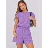 imageANRABESS Rompers for Women Summer 2025 Casual Cap Sleeve Crewneck Drawstring One Piece Jumpsuit Outfits with PocketsLight Purple