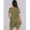 imageANRABESS Rompers for Women Summer Casual Short Sleeve Jumpsuits V Neck Loose Fit One Piece Outfits with Pockets 2025 ClothesArmy Green