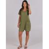imageANRABESS Rompers for Women Summer Casual Short Sleeve Jumpsuits V Neck Loose Fit One Piece Outfits with Pockets 2025 ClothesArmy Green