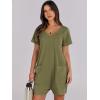 imageANRABESS Rompers for Women Summer Casual Short Sleeve Jumpsuits V Neck Loose Fit One Piece Outfits with Pockets 2025 ClothesArmy Green