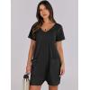 imageANRABESS Rompers for Women Summer Casual Short Sleeve Jumpsuits V Neck Loose Fit One Piece Outfits with Pockets 2025 ClothesBlack