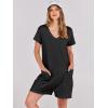 imageANRABESS Rompers for Women Summer Casual Short Sleeve Jumpsuits V Neck Loose Fit One Piece Outfits with Pockets 2025 ClothesBlack