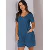imageANRABESS Rompers for Women Summer Casual Short Sleeve Jumpsuits V Neck Loose Fit One Piece Outfits with Pockets 2025 ClothesBlue