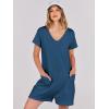 imageANRABESS Rompers for Women Summer Casual Short Sleeve Jumpsuits V Neck Loose Fit One Piece Outfits with Pockets 2025 ClothesBlue