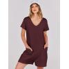 imageANRABESS Rompers for Women Summer Casual Short Sleeve Jumpsuits V Neck Loose Fit One Piece Outfits with Pockets 2025 ClothesBurgundy
