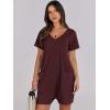 imageANRABESS Rompers for Women Summer Casual Short Sleeve Jumpsuits V Neck Loose Fit One Piece Outfits with Pockets 2025 ClothesBurgundy