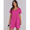 imageANRABESS Rompers for Women Summer Casual Short Sleeve Jumpsuits V Neck Loose Fit One Piece Outfits with Pockets 2025 ClothesHot Pink