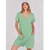 imageANRABESS Rompers for Women Summer Casual Short Sleeve Jumpsuits V Neck Loose Fit One Piece Outfits with Pockets 2025 ClothesLight Green