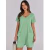 imageANRABESS Rompers for Women Summer Casual Short Sleeve Jumpsuits V Neck Loose Fit One Piece Outfits with Pockets 2025 ClothesLight Green