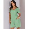 imageANRABESS Rompers for Women Summer Casual Short Sleeve Jumpsuits V Neck Loose Fit One Piece Outfits with Pockets 2025 ClothesLight Green