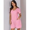 imageANRABESS Rompers for Women Summer Casual Short Sleeve Jumpsuits V Neck Loose Fit One Piece Outfits with Pockets 2025 ClothesPink