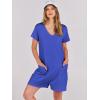 imageANRABESS Rompers for Women Summer Casual Short Sleeve Jumpsuits V Neck Loose Fit One Piece Outfits with Pockets 2025 ClothesRoyal Blue