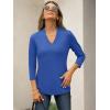 imageANRABESS Women 34 Length Sleeve Tops V Neck Basic Dressy Casual Business Tunic Tee Shirts 2025 Fall Summer Trendy OutfitsBlue
