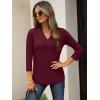 imageANRABESS Women 34 Length Sleeve Tops V Neck Basic Dressy Casual Business Tunic Tee Shirts 2025 Fall Summer Trendy OutfitsBurgundy